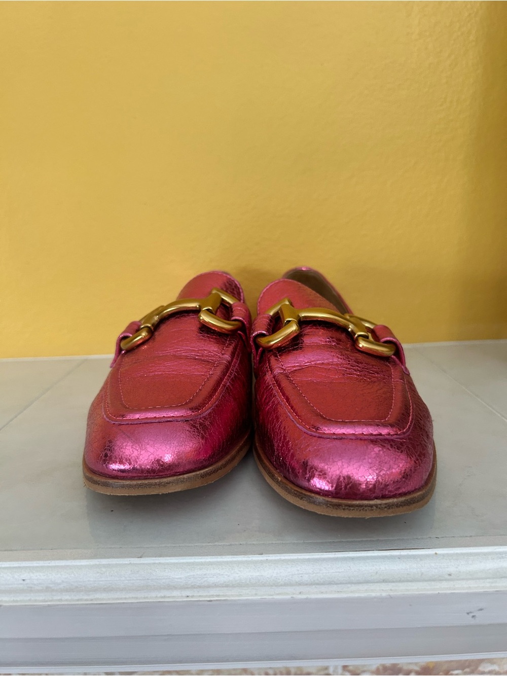 Boden Iris Snaffle Loafers Pink Metallic Leather Sz 9 old money quiet luxury #31 - Picture 5 of 11